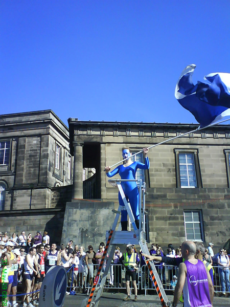 Scottish flag being waved at the start line