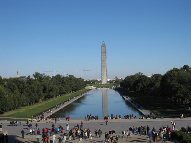 View of the Washington Monument from the steps of the Lincoln Memorial